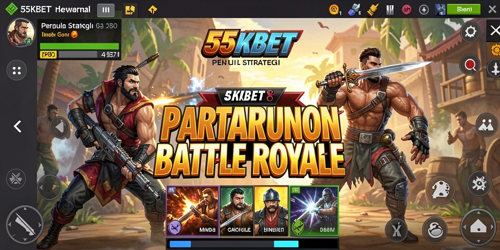Screenshot gameplay 55KBET menampilkan pertempuran intens di arena Battle Royale.