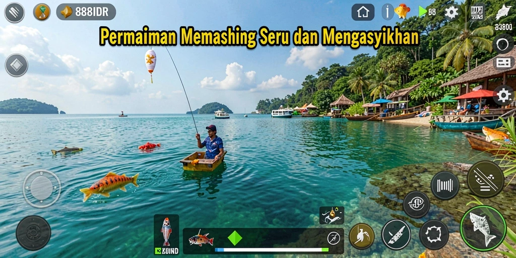 Screenshot gameplay <strong>888IDR</strong> yang menampilkan aksi memancing seru.