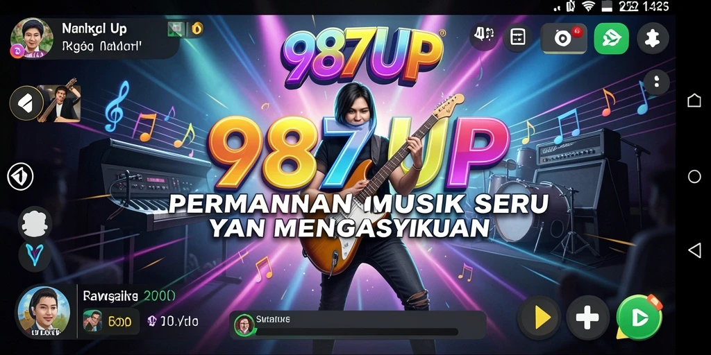 Screenshot utama 987UP menampilkan gameplay interaktif musik yang seru.
