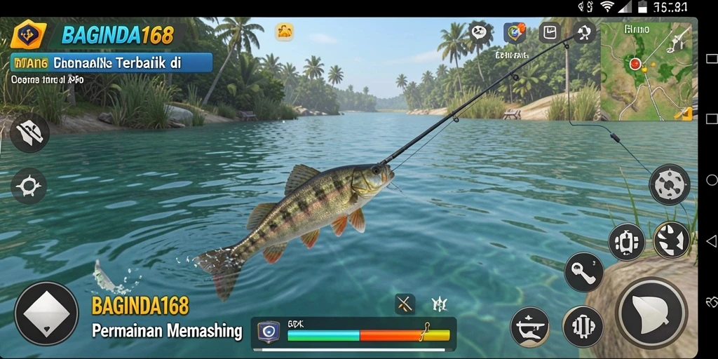 Tampilan gameplay menampilkan keseruan saat menangkap ikan dalam BAGINDA168.