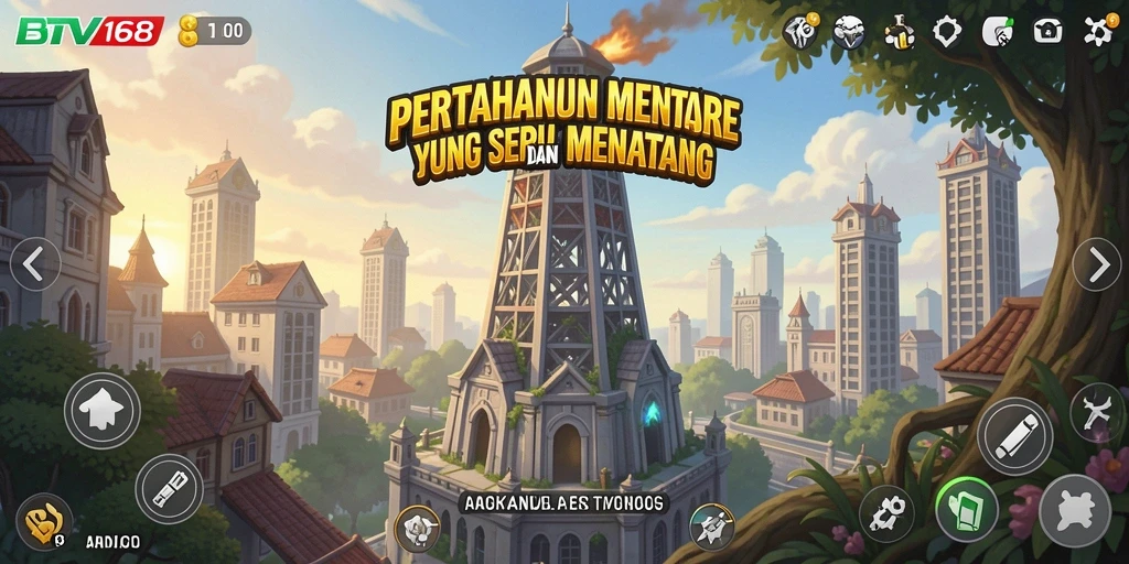 Tampilan gameplay BTV168 yang memukau dalam pertempuran Tower Defense.