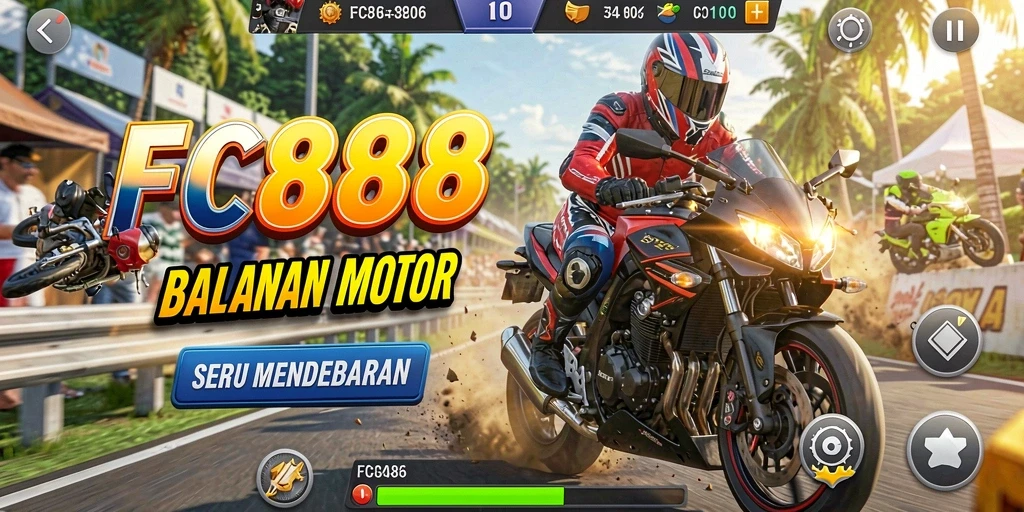 Gameplay seru balapan motor di FC888, menampilkan kecepatan dan adrenalin tinggi.