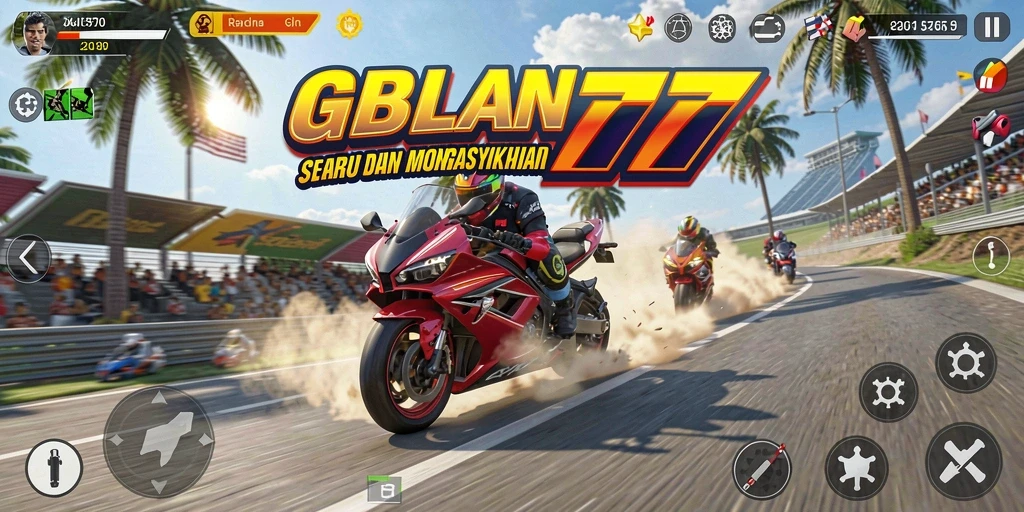 Gameplay seru GB777 dalam balapan motor yang menantang.