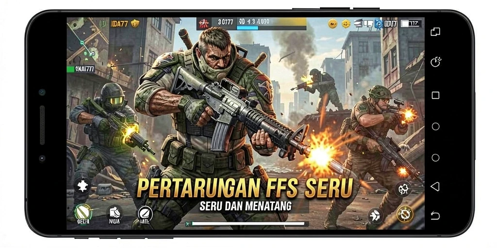 Tangkapan layar gameplay IDA777 menunjukkan aksi pertarungan FPS yang mendebarkan.