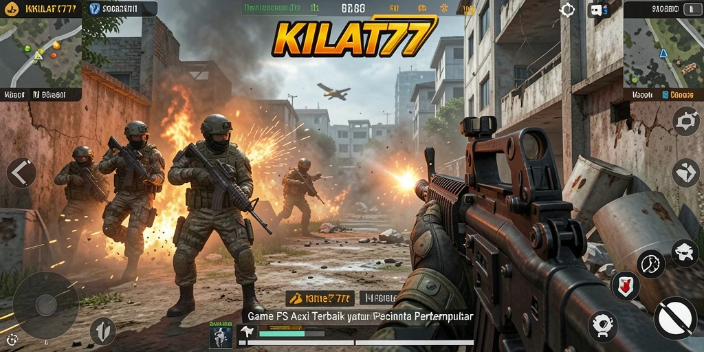 Tangkapan layar gameplay KILAT77 menampilkan aksi tembak-menembak yang intens dan mendebarkan.