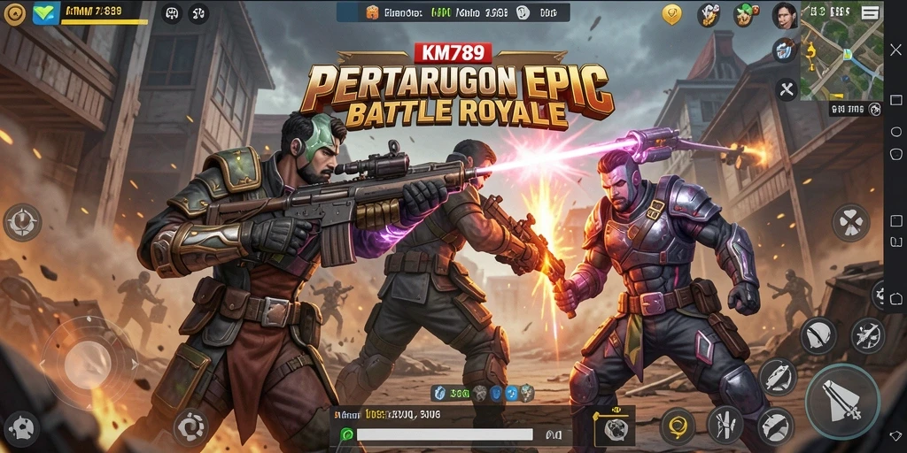 Tampilan gameplay seru Battle Royale dari KM789 di arena pertempuran.