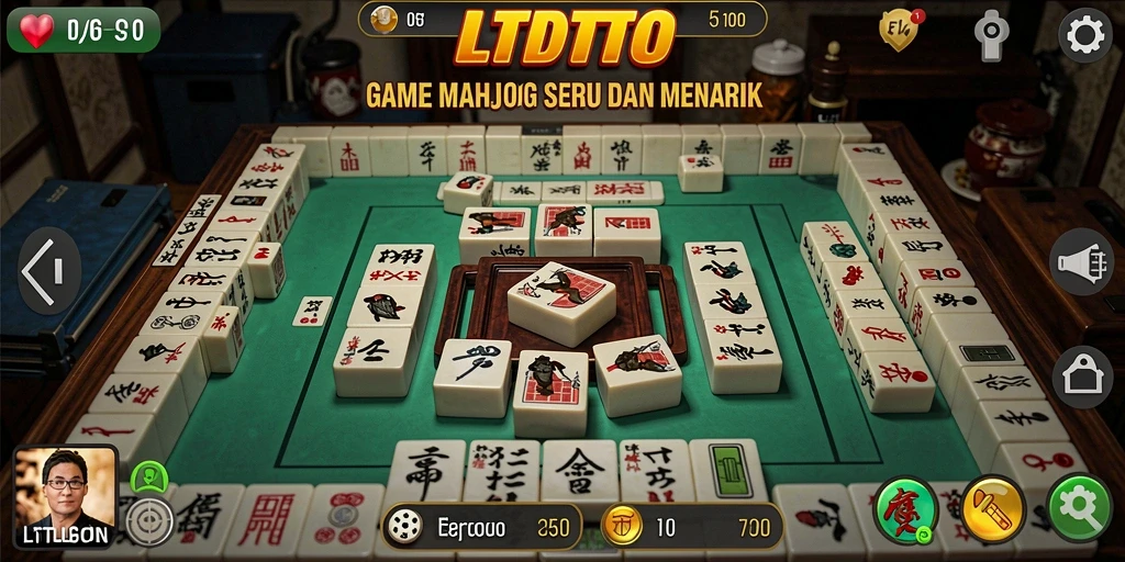 Screenshot LTDTOTO menampilkan gameplay Mahjong yang menarik.