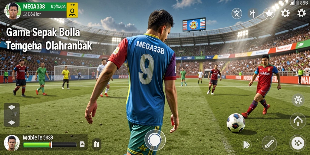 Screenshot gameplay MEGA338 menampilkan pertandingan sepak bola yang mendebarkan.