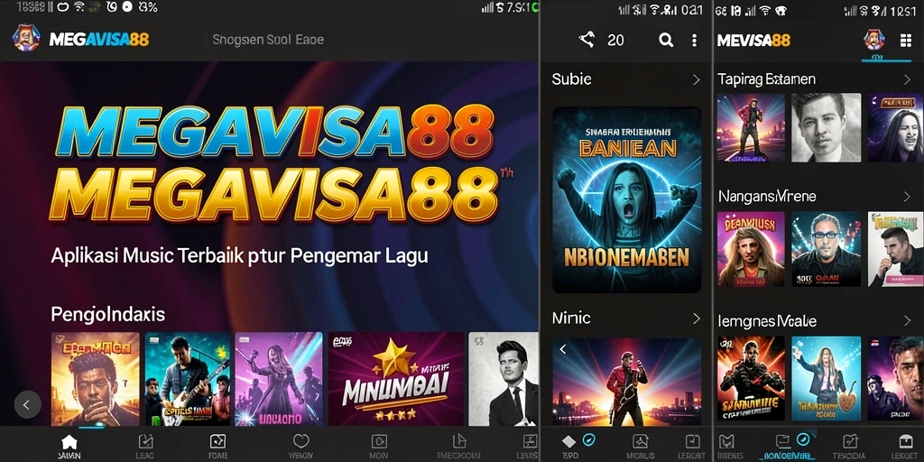 Screenshot gameplay MEGAVISA88 menampilkan antarmuka aplikasi musik yang menarik.