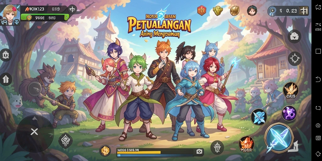 Tampilan gameplay menarik di dalam dunia anime yang memukau.