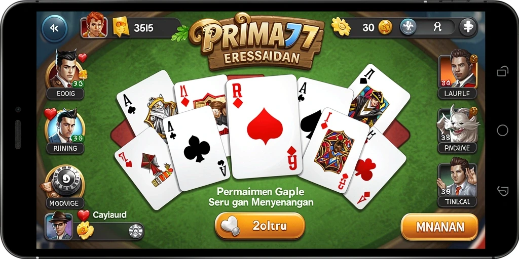 Screenshot PRIMA77 menampilkan serunya bermain Gaple online.