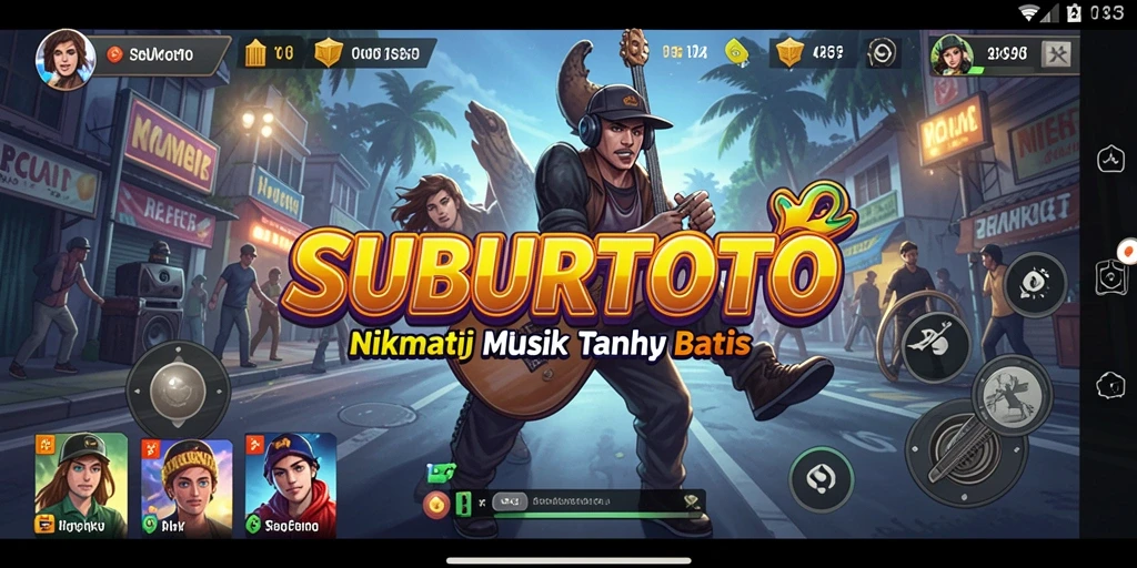 Screenshot gameplay SUBURTOTO yang menampilkan keseruan bermain musik.