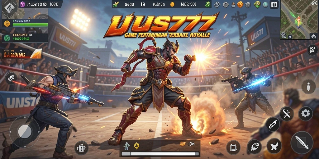 Tampilan gameplay UUS777 yang menegangkan dan seru di arena Battle Royale.